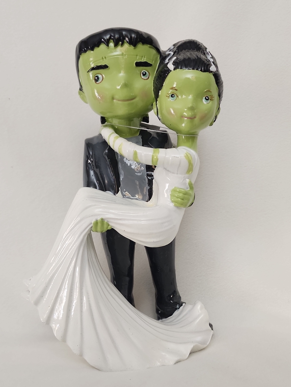 Ceramic Green Bride and Groom Figurine Home Art Sculpture